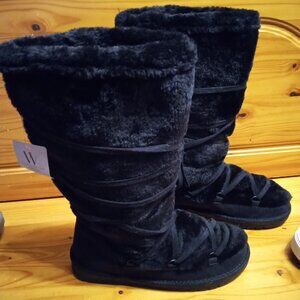 Worthington Women's Size 9.5 Black Fur Laced Up Boots NEW!